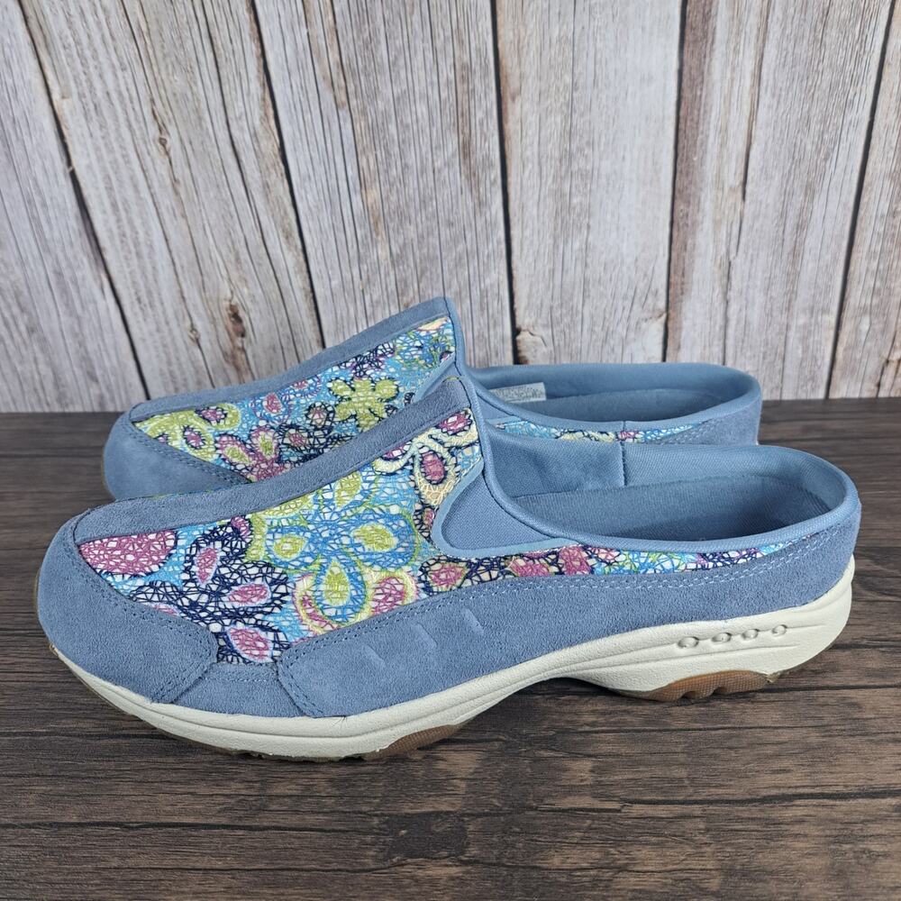 Easy Spirit Travel Time Slip On Mule Sneaker Women's Sz 12 Blue Multi Floral VGC